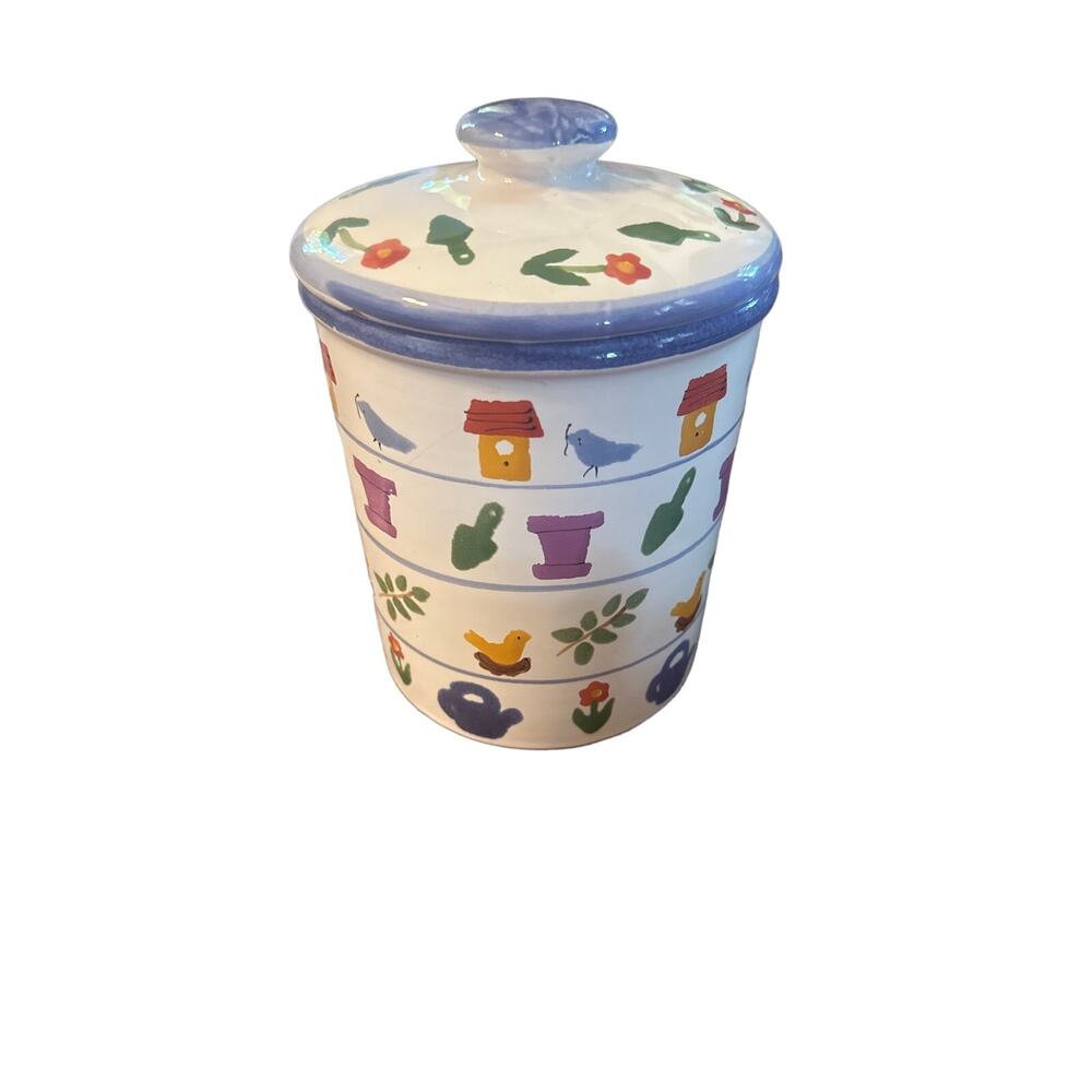 Starbucks Coffee Exclusive Handpainted Ceramic Canister Bird Garden Container